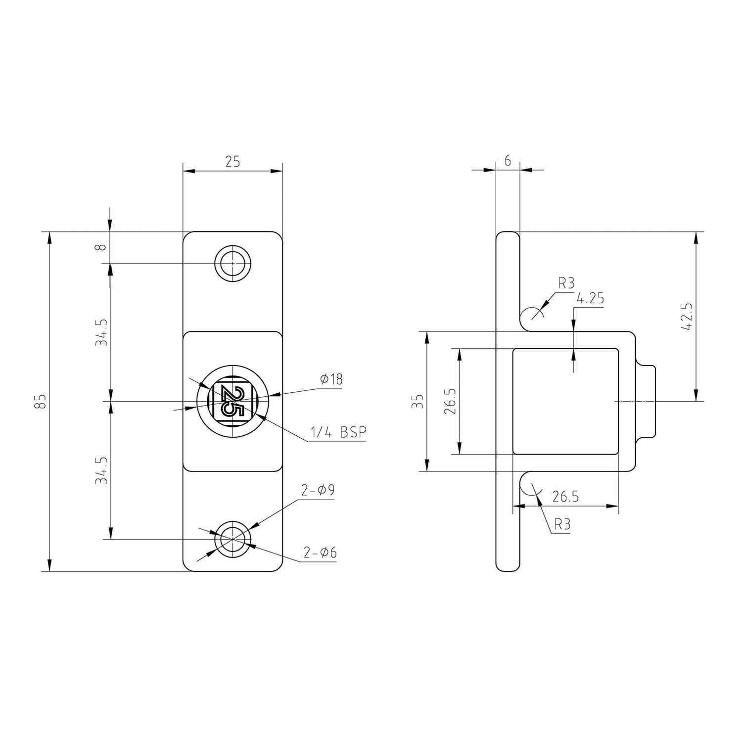 Doos Oogdeel dubbele lip - zwart - vierkant - 25 mm (160 stuks)